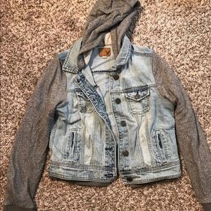 American Eagle Hooded Jean Jacket